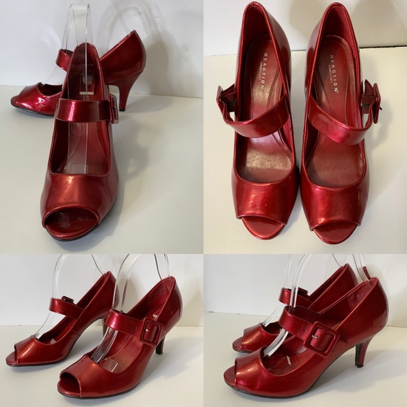 * SOLD* Kenneth Cole Red Peep Toe Heels 8.5 M - Picture 11 of 13